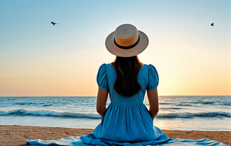 **

"A woman in a modest sundress and hat meditates peacefully by a calm, blue sea at sunrise, fully clothed, appropriate content, safe for work. Gentle waves lap the shore, birds fly overhead, perfect anatomy, natural proportions, professional photography, serene atmosphere, family-friendly."

**