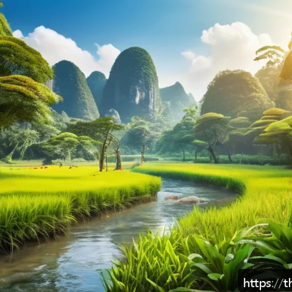 생태적 자아 형성을 위한 생태학적 지식 공유 - A vibrant ecosystem scene featuring diverse wildlife such as colorful birds, small mammals, and lush...