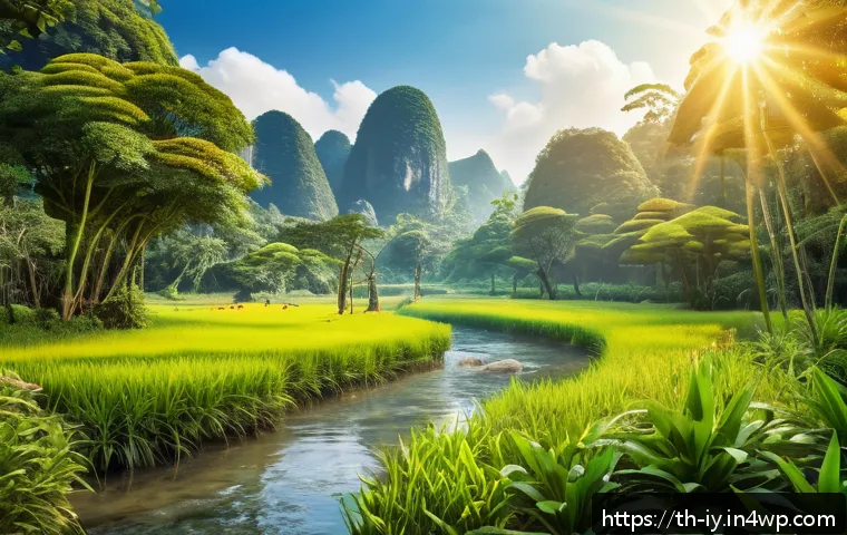 생태적 자아 형성을 위한 생태학적 지식 공유 - A vibrant ecosystem scene featuring diverse wildlife such as colorful birds, small mammals, and lush...