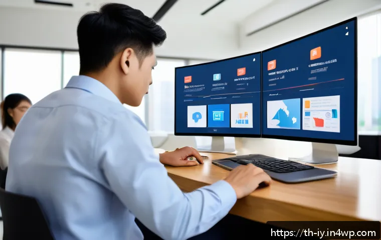 생태적 자아 형성을 위한 피드백 메커니즘 - A modern digital workspace scene showing a diverse group of young Thai professionals interacting wit...
